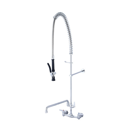 CENTRAL BRASS Two Handle Wallmount Pre-Rinse Faucet, Wallmount, Polished Chrome 80047-ULE60-AD23